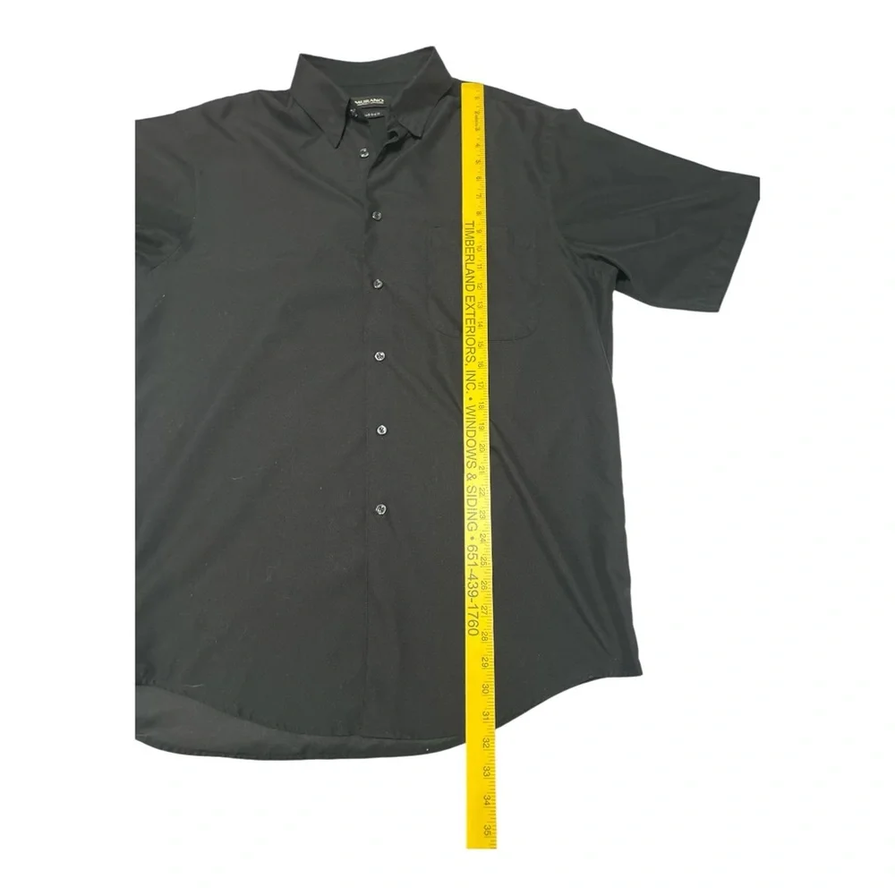 Murano Black Sueded Button Up Short Sleeve Shirt Casual Pocket Men’s Size Large.